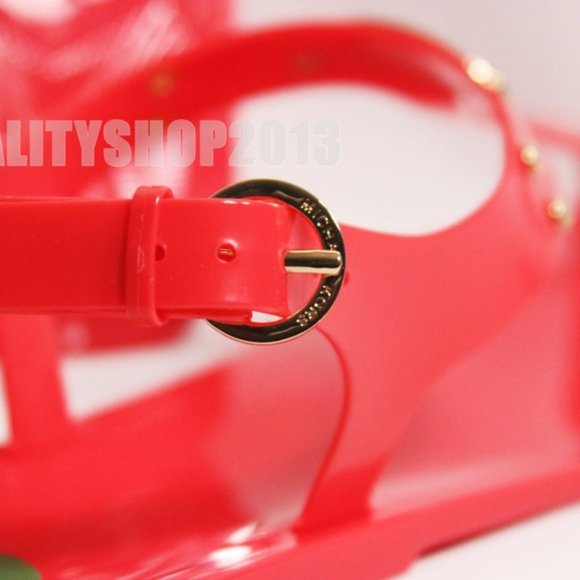 NEW MICHAEL KORS JELLY Plate Thong Sandal MK logo Coral Reef - Picture 7 of 9